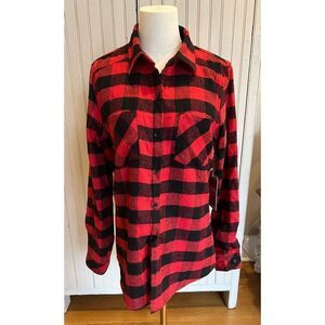 NWT Ci Sono Womens Fleece Lined Lumberjack Long Sleeve Flannel Shirt in Red Size